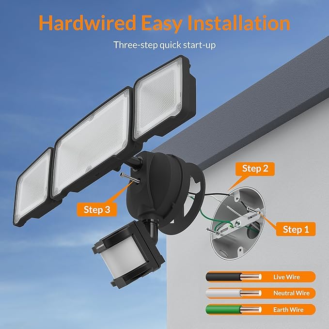 LEPOWER LED Motion Sensor Security Lights, 3 Head Motion Detected, Waterproof - Image 5