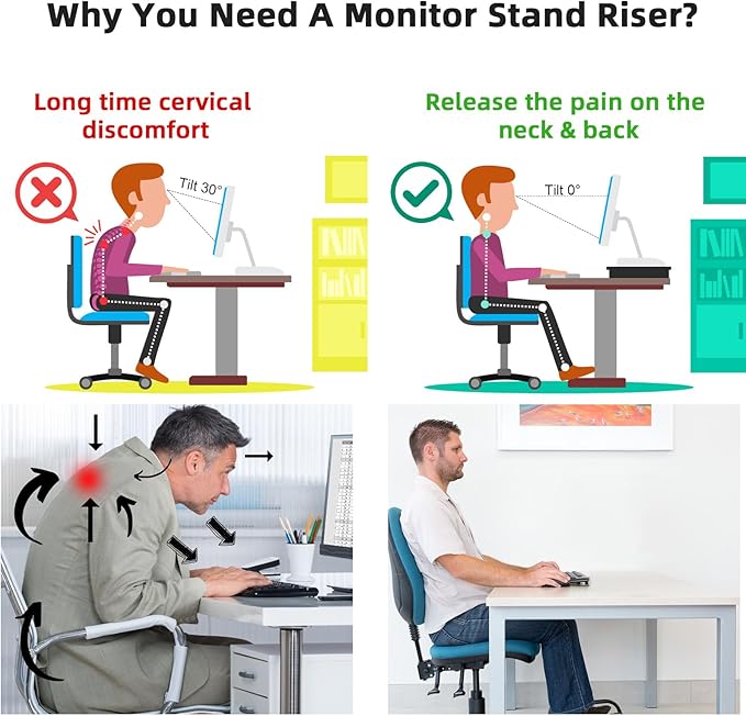 Marbrasse Monitor Stand Riser, 16.5 Inch 2 Tier Computer Printer Shelf Stand - Image 5
