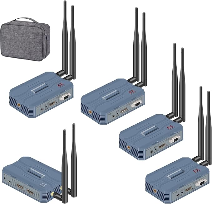 Wireless HDMI 4 Receivers and Transmitter, 4K@30HZ，Up to 4 RX, Extender Plug by newiedkvm