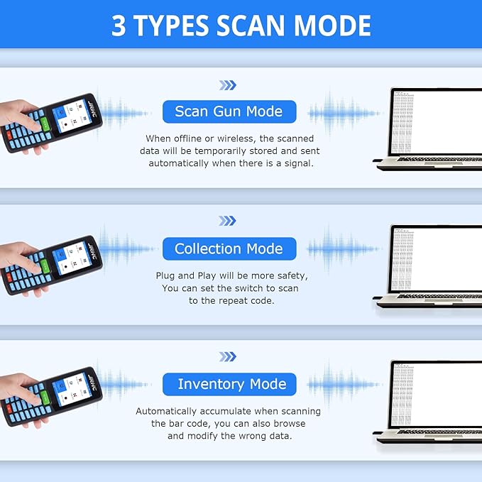 1D 2D Barcode Scanner Wireless, JRHC Portable Inventory Scanner & Data - Image 5