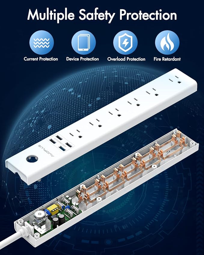 2 Pack Power Strip Surge Protector Flat Plug - Image 5