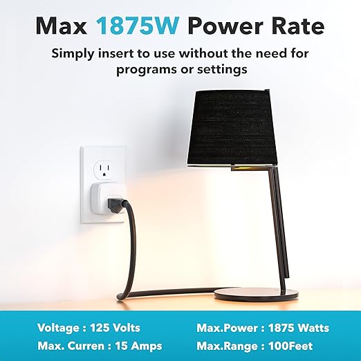 HBN Remote Control Outlet with 100FT RF Signal, Wireless On Off Switch Plug - Image 3