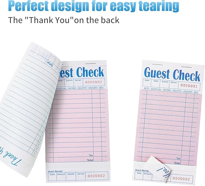 4 Pack Pink Guest Checks Books for Servers Server Note Pads, Waiter Checkbook - Image 4
