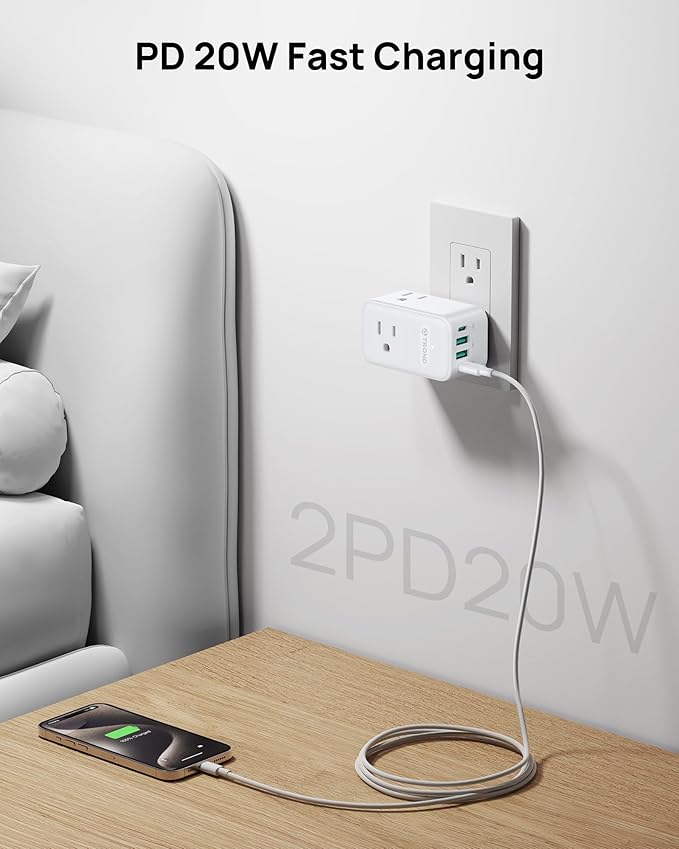 TROND Multi Plug Outlet Extender 2 Pack, 3 Way Outlet Splitter - Image 4