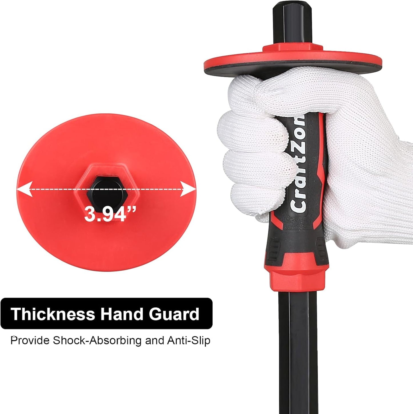 Masonry Chisel, Heavy Duty Flat End Rock Concrete Mortar Stone Brick Chisel with Protective Hand Guard for Breaking Carving Splitting Cutting Mason Tools (12-Inch)
