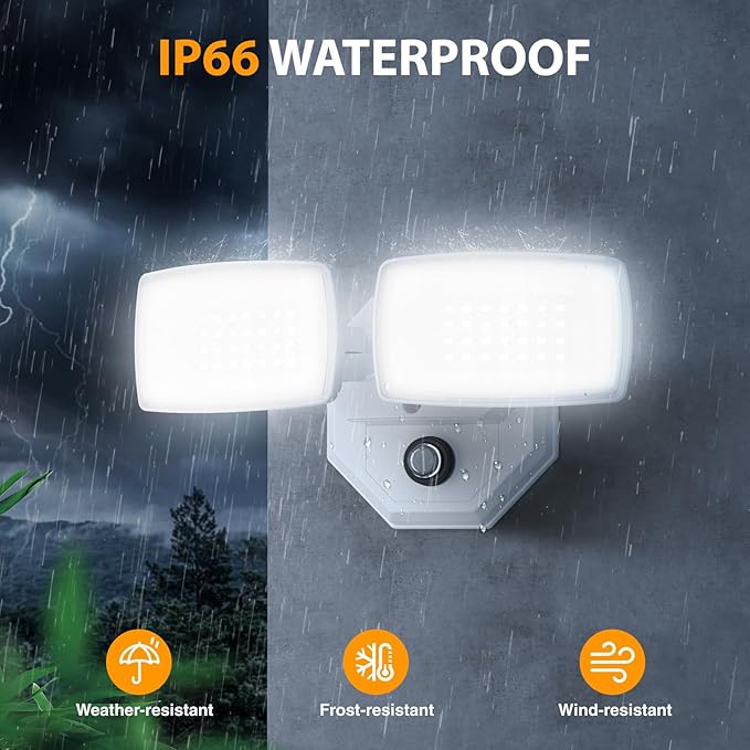 Onforu 32w 3200LM Dusk to Dawn Outdoor Lighting, 6500K Dual-Head Flood Light - Image 5