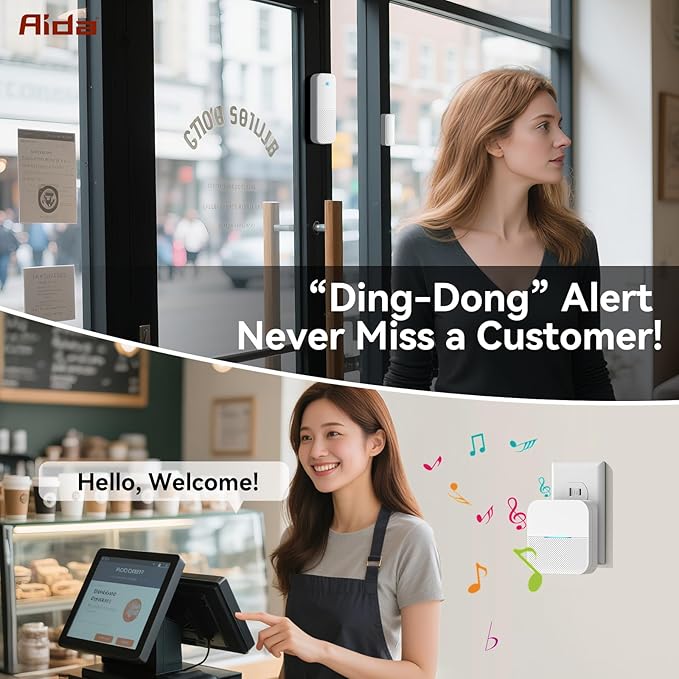 AIDA Door Alarms When Opened Wireless Ring Chime Sensor Alarm - Image 5