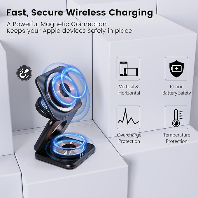 KU XIU X40 Plus Foldable Magnetic Wireless Charger, Portable 3 in 1 Charging - Image 7