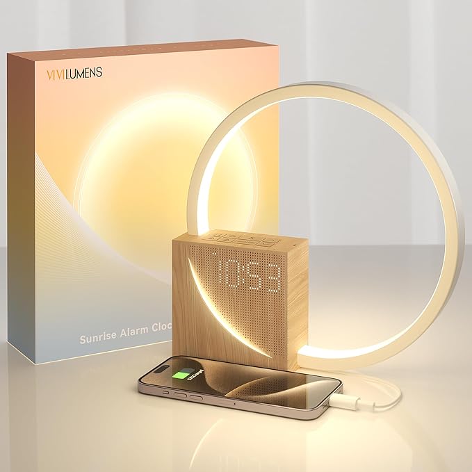 Vivilumens Sunrise Alarm Clock for Heavy Sleepers Adults, Wake-up Light by LightUpExquisiteLife