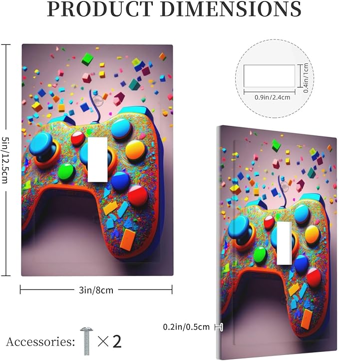 Bvtewkhz Videos Game Controller 1 Gang Single Toggle Decorative Light Switch - Image 4