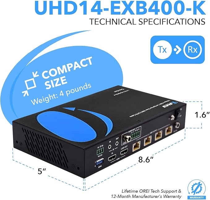 OREI 1x4 HDMI Extender Splitter HDBaseT 4K, HDR - Image 6