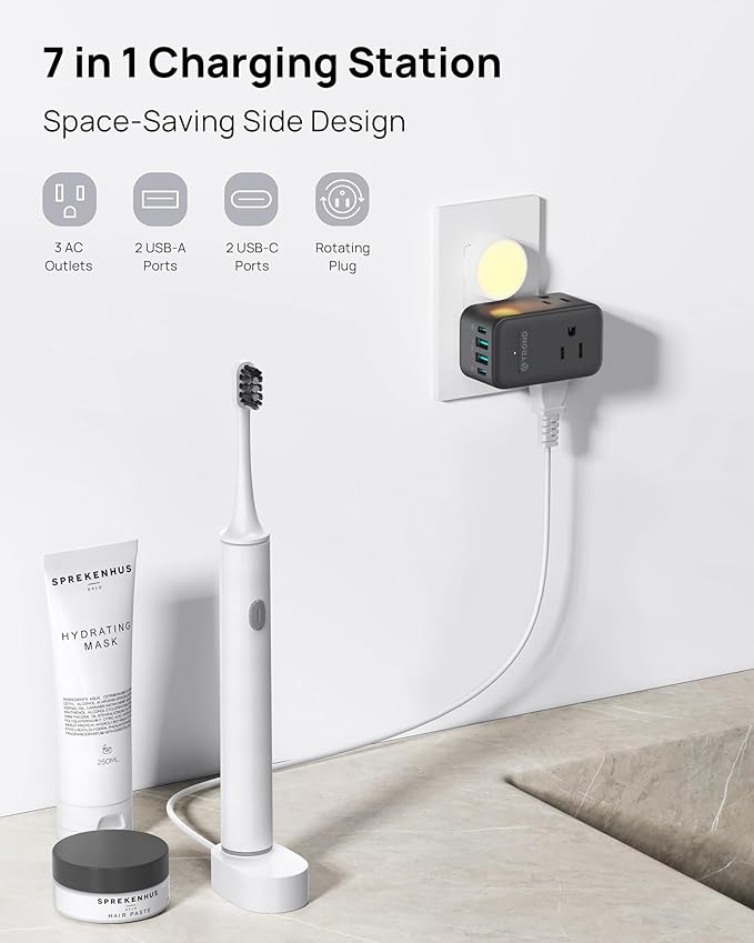 TROND Multi Plug Outlet Extender, 3 AC Outlet Adapter - Image 2