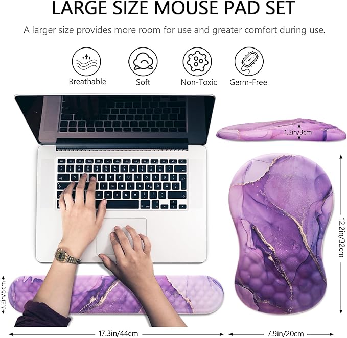 Mouse Pad Wrist Support, Laokiiy 2 in1 Keyboard Wrist Rest+ Ergonomic Mouse Pad - Image 5