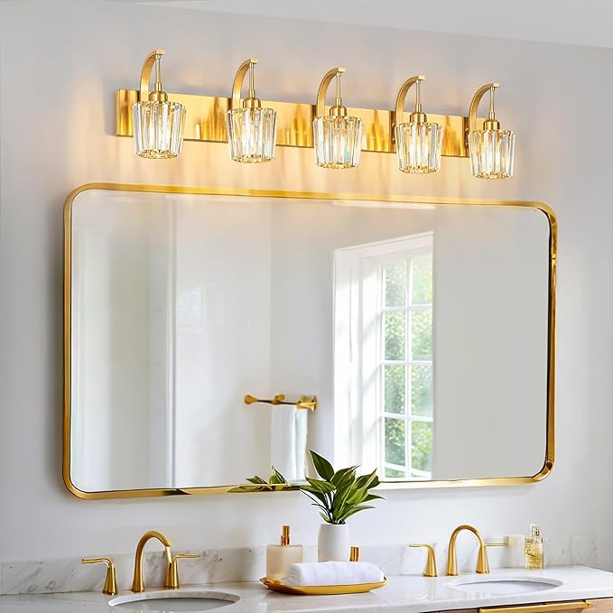 FDPBY Modern Bathroom Vanity Light, 5-Light Gold Wall Sconce - Image 6