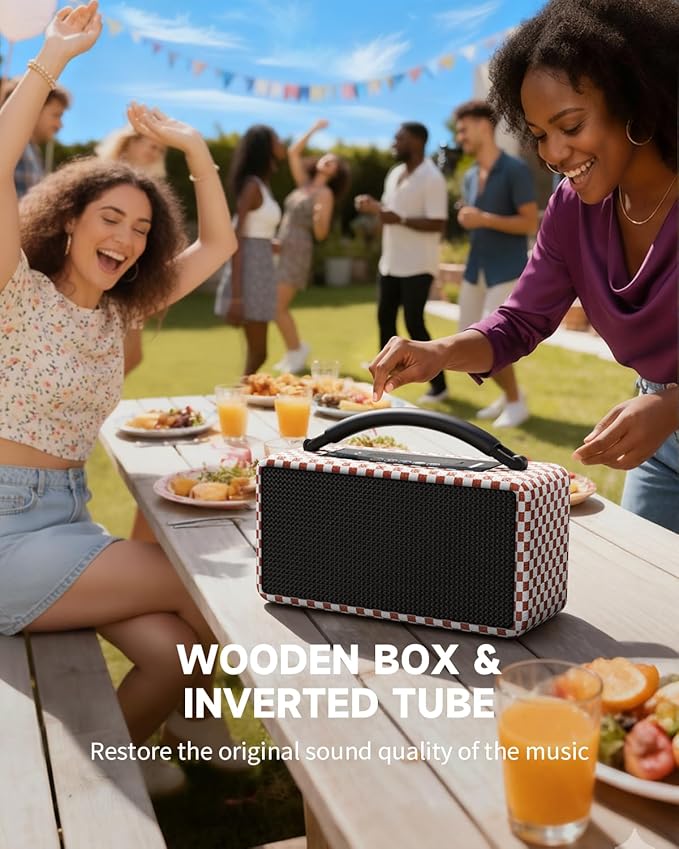 DINDIN Portable Bluetooth Speaker: 80W, 20H Playtime, Loud Wireless Wood - Image 7