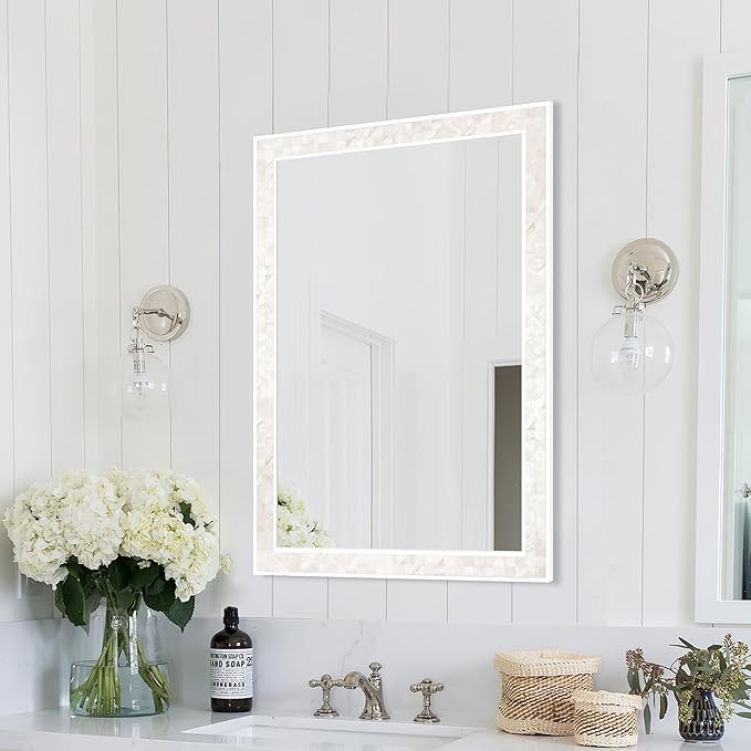 Tanmicoshomy White Shell Framed Rectangular Wall Mirrors - Image 5
