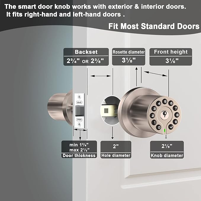 iulock IU-20 Code Door Lock, Electronic Door Knob - Image 5