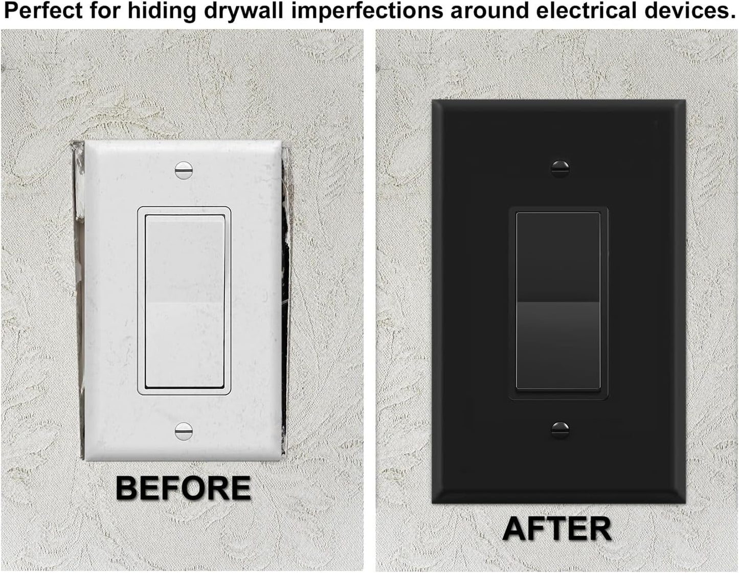OVERSIZED 1 Gang Rocker - Decorator Black Metal Wall Plate - Steel Switch Plate for Decorator Style Light Switches, GFCI, Electrical Outlets, Black - UL Listed, 5.5" x 3.5" - Made in USA - 10 Pack