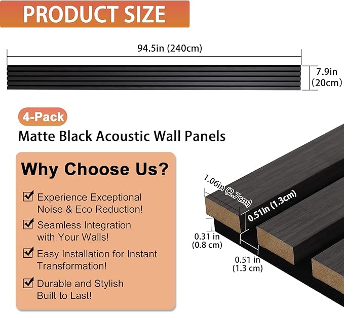QDYMXUN Wood Slat Acoustic Wall Panels, Living Room - Image 2