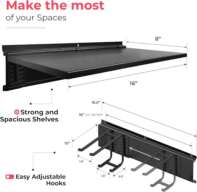 TIDYME Heavy-Duty Garage Wall Storage System | Wall Mounted Tool Organizer Rack - Image 4