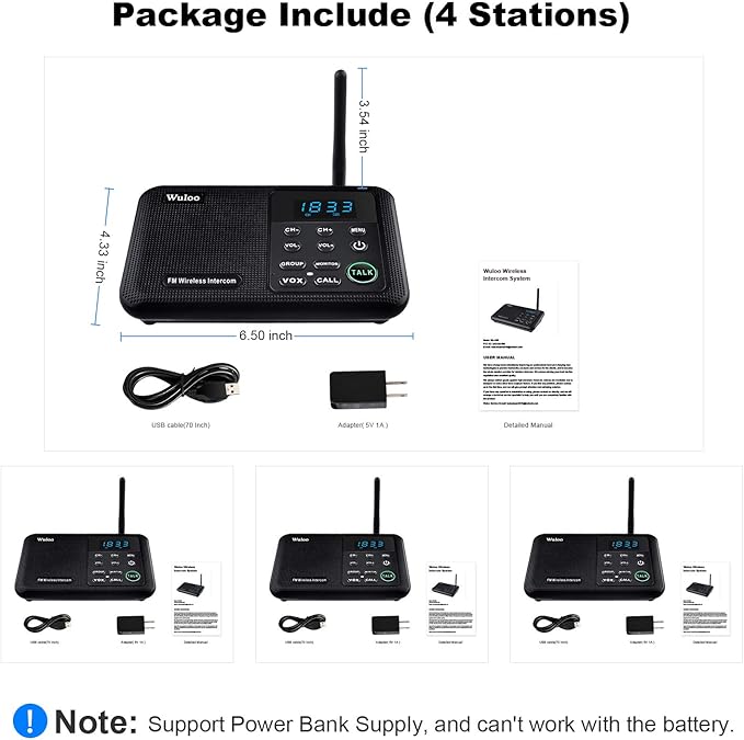 Wuloo Intercoms Wireless for Home 1 Mile Range 22 Channel 100 Digital Code - Image 7
