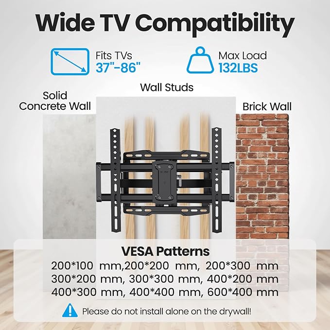 USX STAR UL Listed Full Motion TV Wall Mount Bracket - Image 8