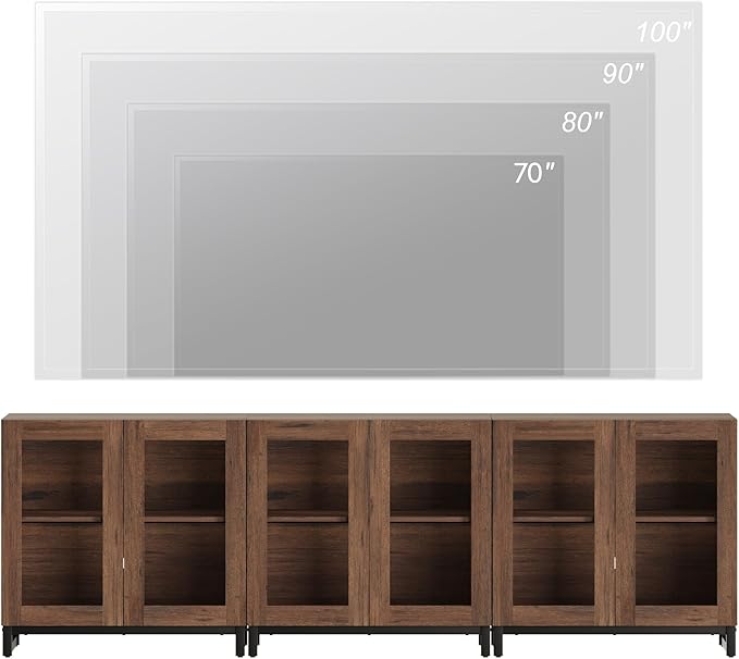 WAMPAT Modern TV Stand with Glass Doors - Image 4
