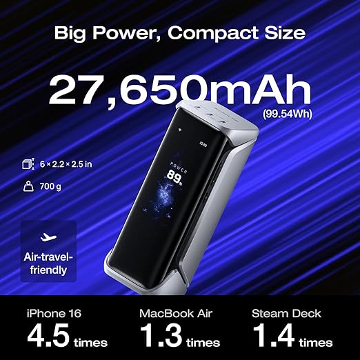 EF ECOFLOW Rapid Pro X Power Bank, 140W Built-in Cable, 3-Port Portable Charger - Image 4
