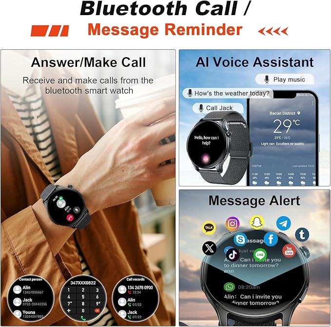 Smart Watch for Men Women Fitness: Make Answer Call Running Digital Mens - Image 2