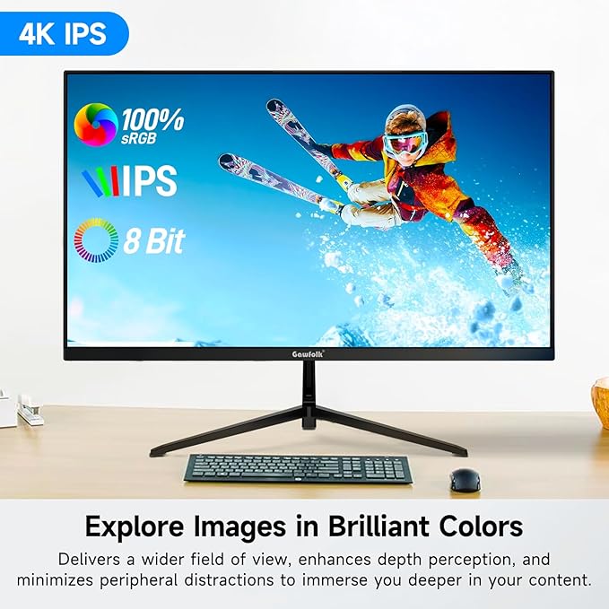 Gawfolk 27 Inch 4K Monitor IPS 60Hz, UHD 3840 x 2160p PC Monitors, Computer - Image 2