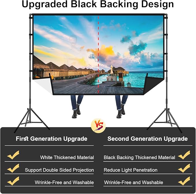 Projector Screen with Stand, TOWOND 100 inch Portable Projector Screen Black - Image 5