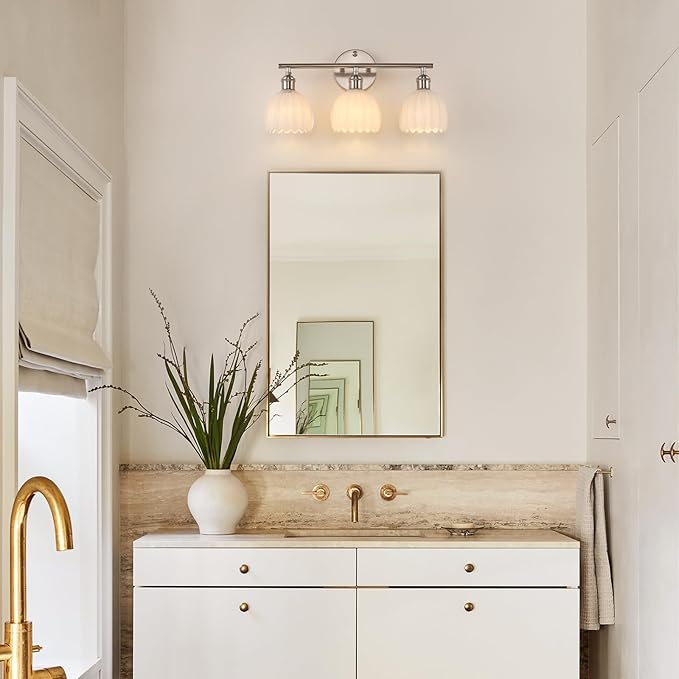 Shenmoyl Bathroom Light Fixtures, 3-Light Vanity Wall Light Over Mirror - Image 2