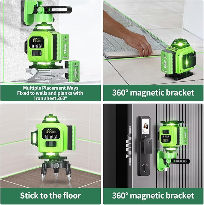 16 Line Laser Level 360 Self Leveling, 4x360°Professional 4D Green Cross Line - Image 5