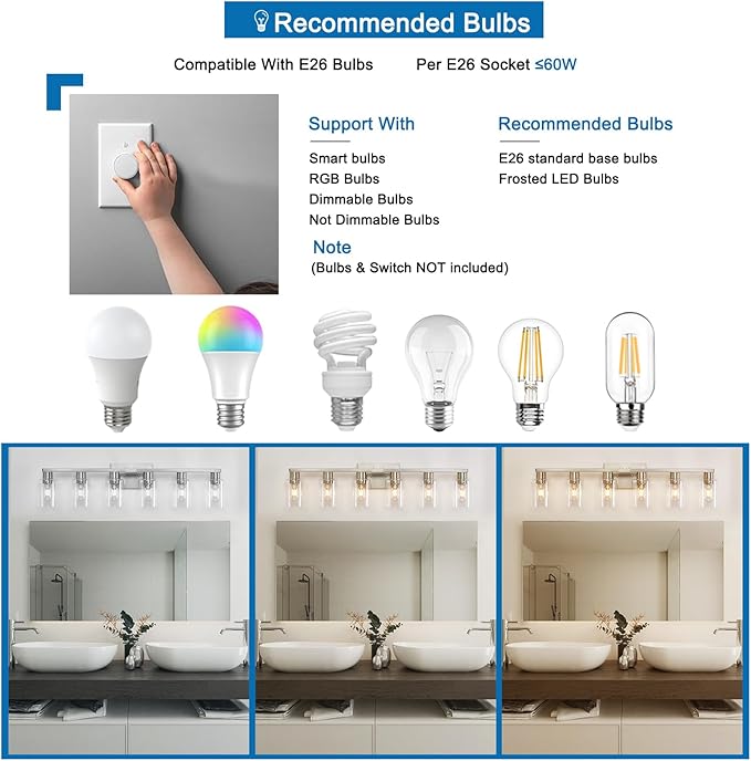 6 Light Bathroom Light Fixtures, Bathroom Vanity Light - Image 6