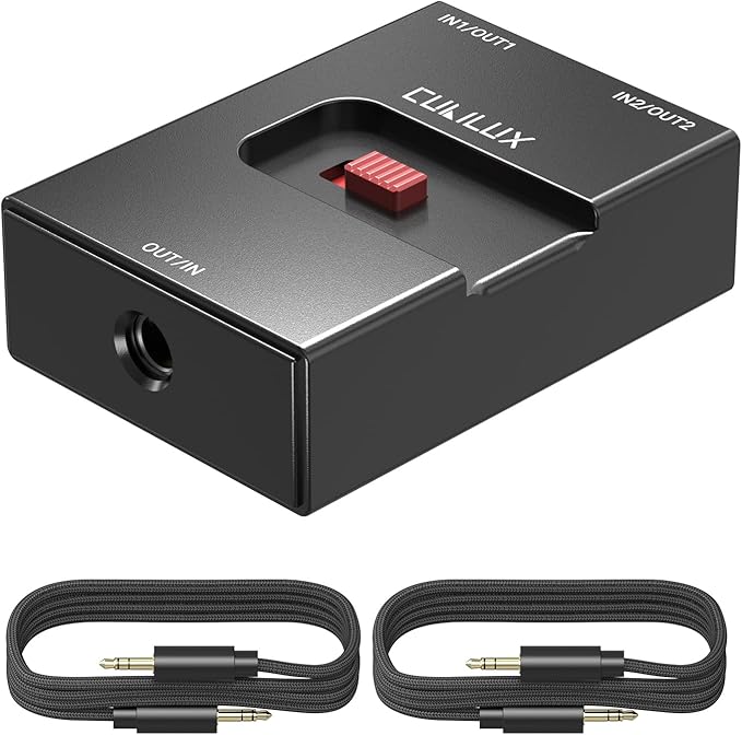 Cubilux 3.5mm Audio Selector, Bidirectional 2-In-1-Out or 1-In-2-Out 1/8-in TRS by Cubilux