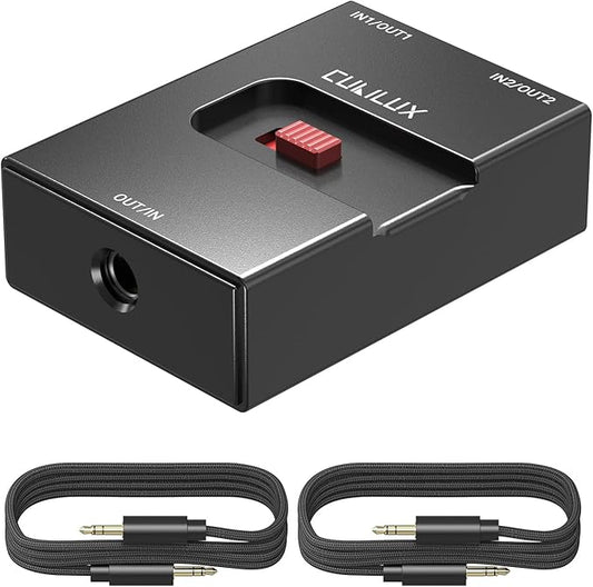 Cubilux 3.5mm Audio Selector, Bidirectional 2-In-1-Out or 1-In-2-Out 1/8-in TRS by Cubilux