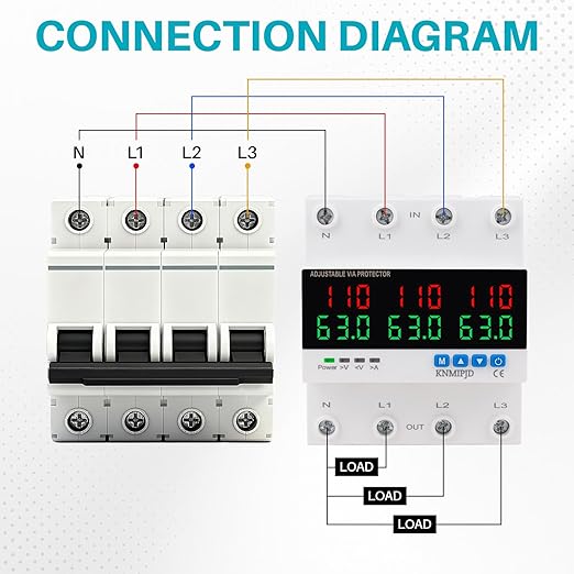 KNMIPJD Over Under Voltage Protection Device, 110V 63A Adjustable Circuit - Image 6