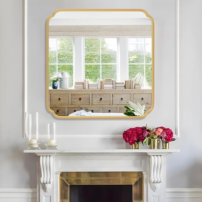 Gold Bathroom Mirror for Wall 36" x 36" Square Bathroom Vanity Mirror Farmhouse - Image 3