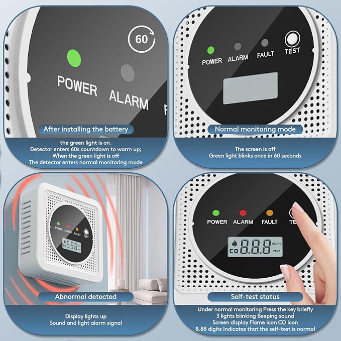 3 Packs, Smoke Carbon Monoxide Detector, Carbon Monoxide Detector, Smoke Alarm - Image 5