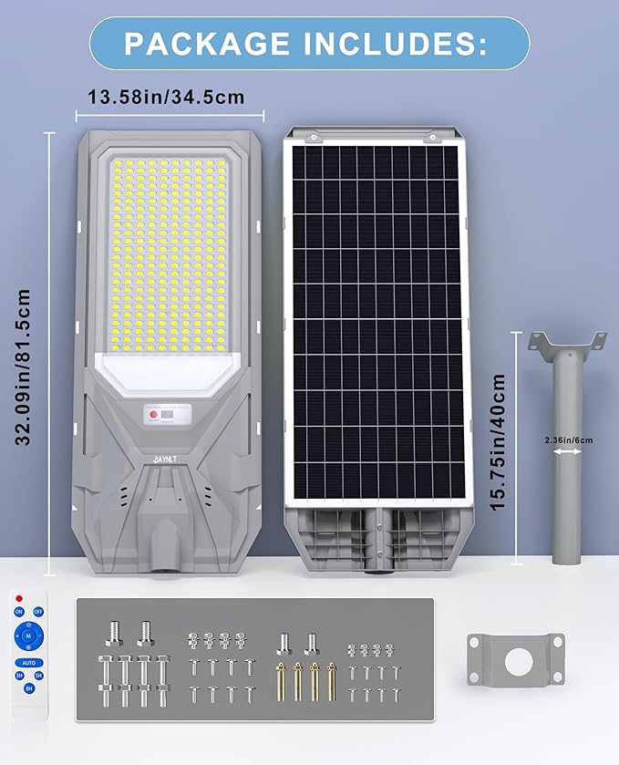 JAYNLT X-12000W Solar Street Lights, 6500K Commercial Parking Lot Light Dusk to - Image 6
