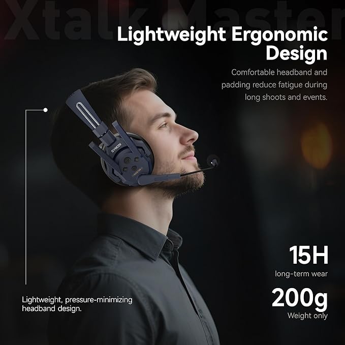 SYNCO Xtalk Master Wireless Intercom Headset System, 1 Person 2.4GHz - Image 8