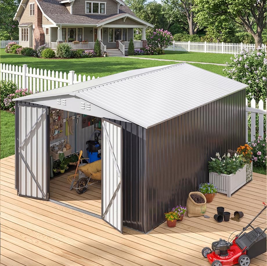 polar aurora 10x12 outdoor metal storage shed with, main product view