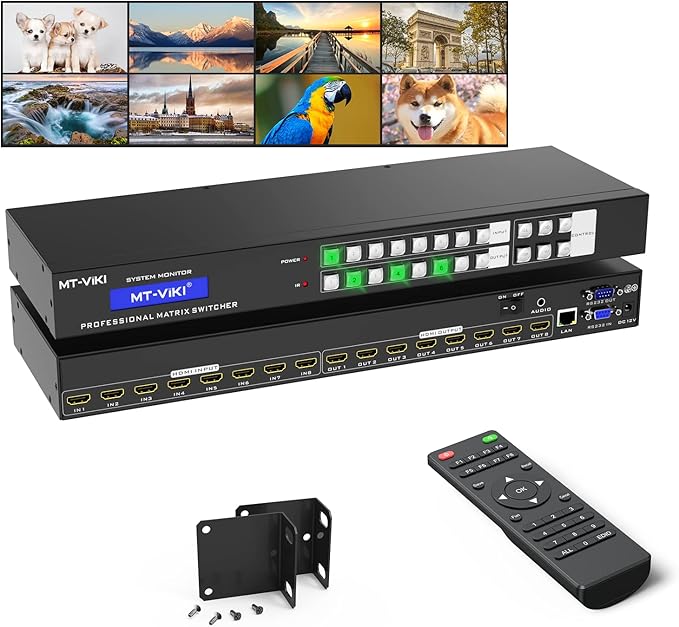 MT-VIKI 4K HDMI Matrix Switch 8X8 w/Web GUI & 3.5mm Stereo Audio Extraction by MT-VIKI