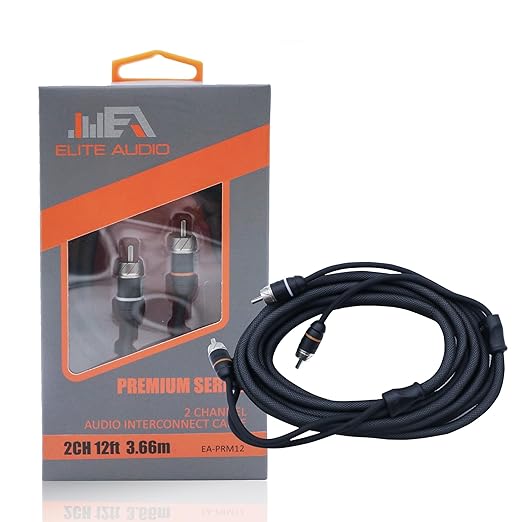 Elite Audio Premium Series 12ft. 2-Channel Car Audio RCA Cable – Double Shielded by EliteAudio