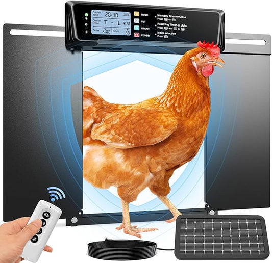 Extra Large Automatic Chicken Coop Door Solar Power, Anti-Pinch Horizontally by JUJOJB