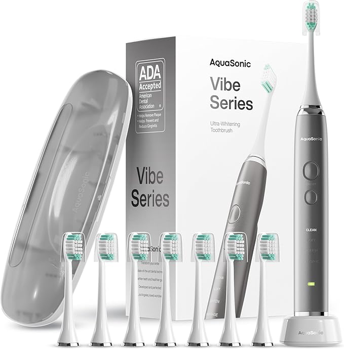 Aquasonic Vibe Series Ultra-Whitening Toothbrush – ADA Accepted Electric by AquaSonic