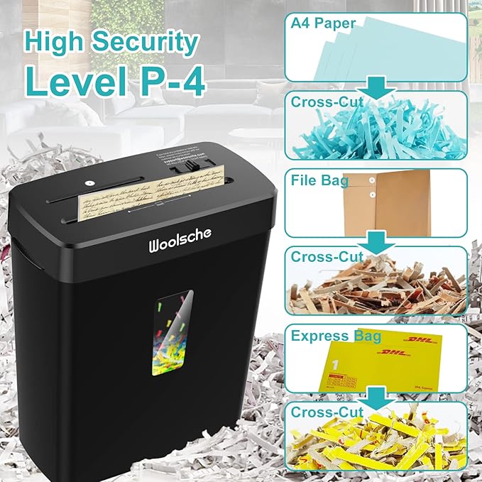 Woolsche Paper Shredder, 10-Sheet Cross Cut - Image 3