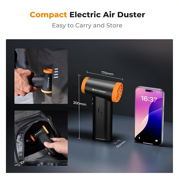 K&F CONCEPT Brushless Compressed Air Duster, 3 Gear Adjustable, 120000 RPM - Image 4