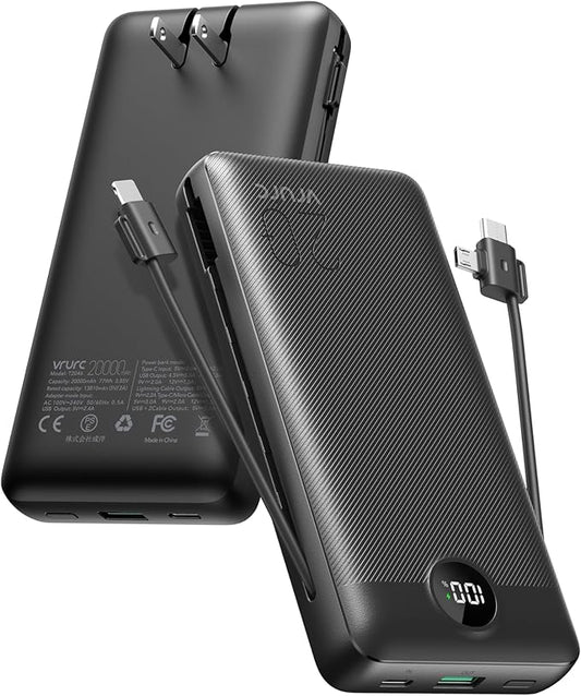 VRURC Portable Charger 20000mAh, Fast Charging Power Bank USB C, 4 Output 2 by Home