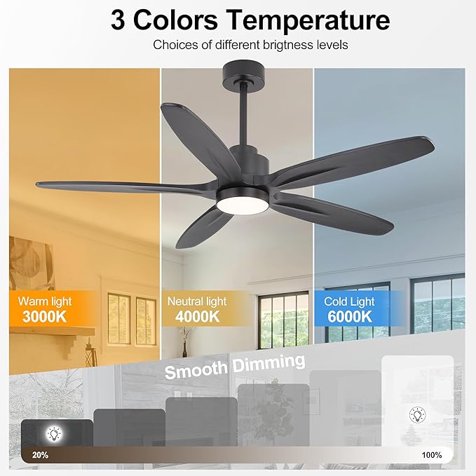 WINGBO 54" Ceiling Fan with Light - Image 3